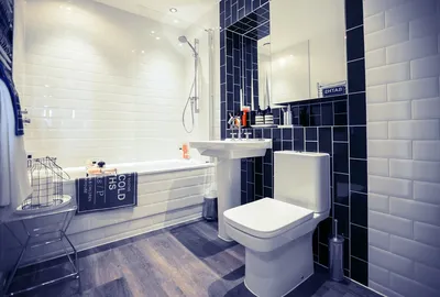 Фотография ванной комнаты в бирюзовых тонах