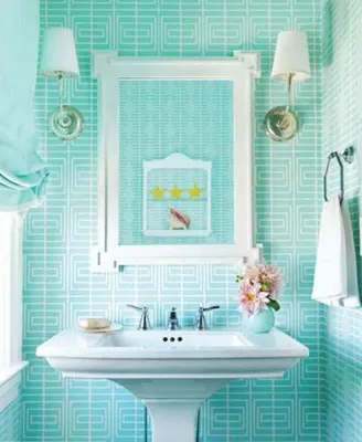 4K изображение ванной комнаты в бирюзовых тонах