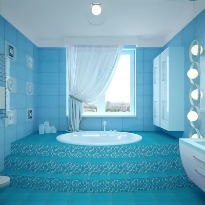 Красивое фото ванной комнаты в бирюзовых тонах
