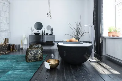Фотография ванной комнаты с морской тематикой
