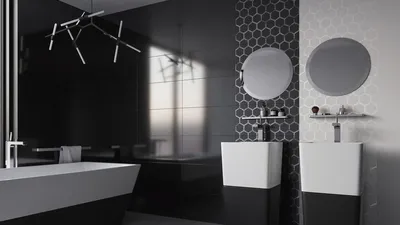 Классическая ванная комната в черно-белых тонах