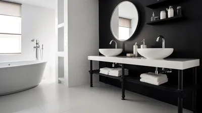Черно-белая ванная комната: игра контрастов
