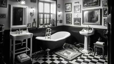 Ванная комната в черно-белых цветах: стиль и функциональность