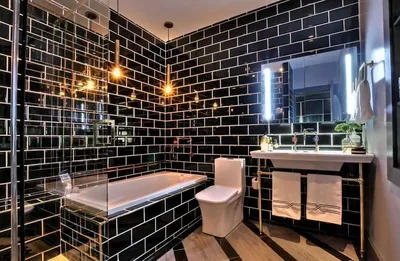 Черно-белая ванная комната: чистота и свежесть