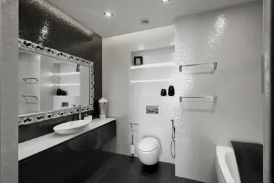 Ванная комната в черно-белом стиле: чистота и функциональность