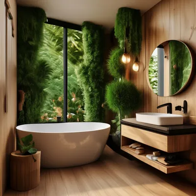 Эко дизайн ванной комнаты: фото идеи для вдохновения
