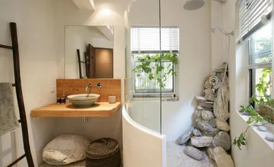Вдохновение для ванной комнаты в эко стиле: фото примеры
