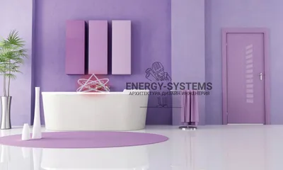 Фото ванной комнаты с яркими фиолетовыми стенами