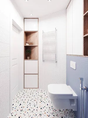 Фото ванной комнаты с удобной ванной в голубом цвете