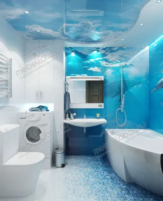 Фото ванной комнаты в голубых тонах для бесплатного скачивания