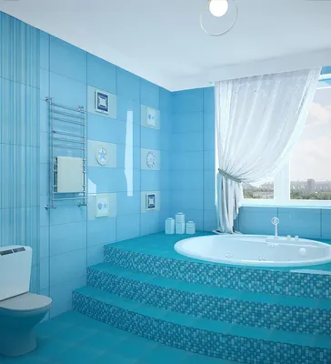 Картинка ванной комнаты в голубых оттенках для веб-страницы