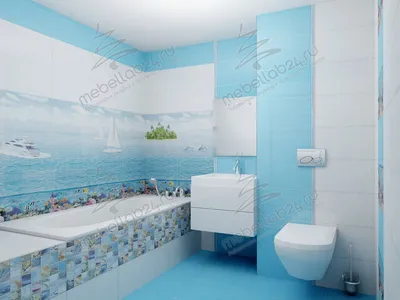 Фото ванной в голубых тонах в формате PNG