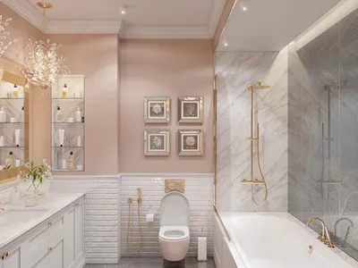 Картинка ванной комнаты в розовом цвете