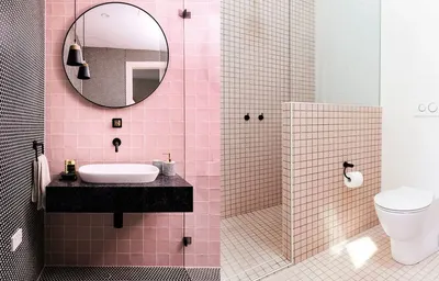 HD фото ванной комнаты в розовом цвете
