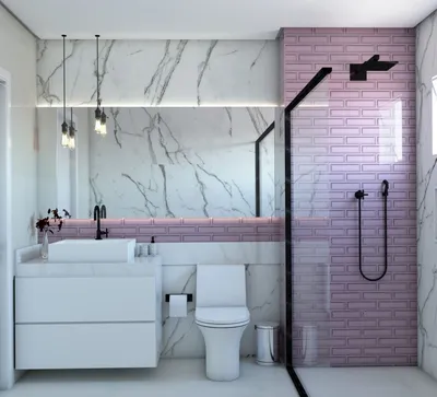 Фото ванной комнаты в розовом цвете - скачать бесплатно