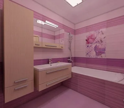 Фото ванной в сиреневом цвете в 4K разрешении