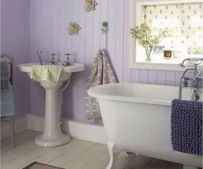 Фото ванны в сиреневом цвете, чтобы создать спокойную атмосферу