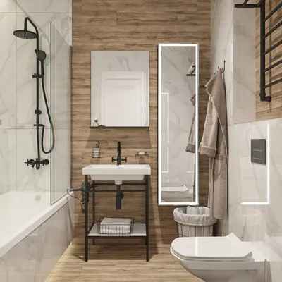 Ванная комната в трехкомнатной квартире с уникальными элементами