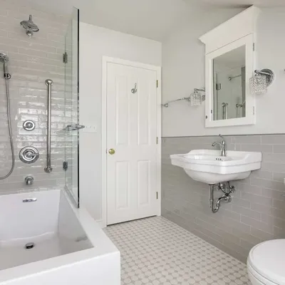 Фотография стильной ванной комнаты 130 на 150