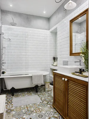 Фото ванной комнаты с белой плиткой - скачать в HD