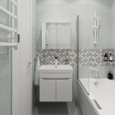 Full HD фото ванной комнаты с белой плиткой
