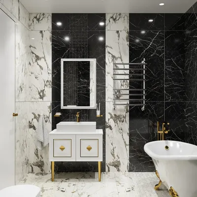 Фото ванной комнаты в черно-белом стиле