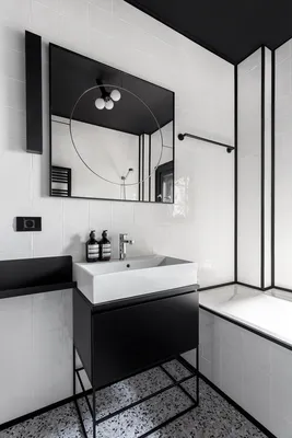 Фотографии ванной комнаты: игра контрастов черного и белого