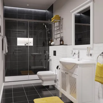 Черно-белая ванная комната: современный дизайн с элегантными акцентами
