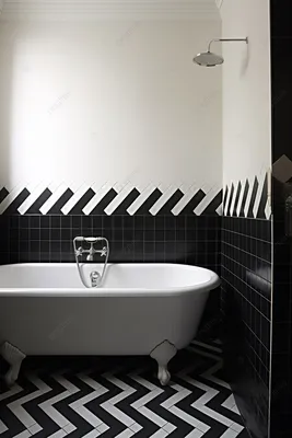 Фотографии ванной комнаты: черно-белый дизайн с изысканными деталями