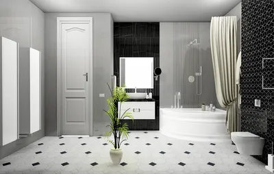 Фотографии ванной комнаты: черно-белый интерьер с игрой текстур
