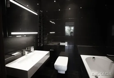 Фотографии ванной комнаты: черно-белый дизайн с элегантными деталями