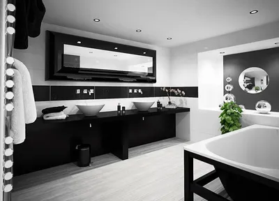 Фото ванной комнаты в черно-белом стиле