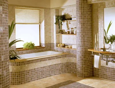 Фото ванной комнаты из мозаики в высоком разрешении