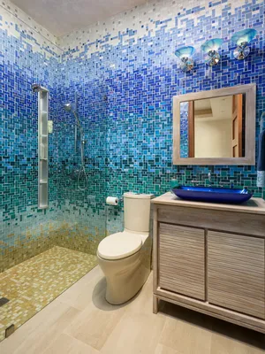 Фото ванной комнаты из мозаики для исследования дизайна