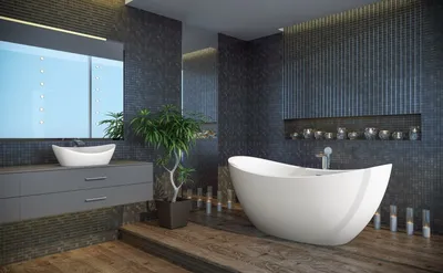Ванная комната из мозаики в 4K разрешении