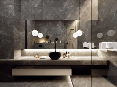 Уникальный дизайн ванной комнаты из мрамора