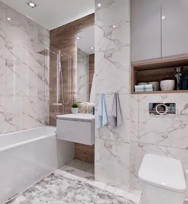 Изысканная ванная комната с мраморными элементами