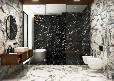 Фото ванной комнаты с элегантным мрамором