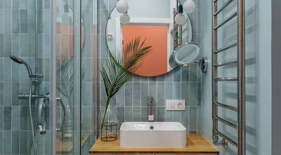 Фотографии ванной комнаты с крашенными стенами: варианты зеркал и раковин