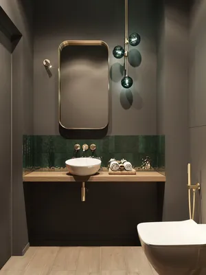 Фотк ванной комнаты с крашенными стенами