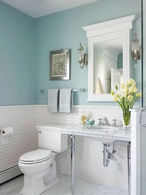 Фотография ванной комнаты с крашенными стенами