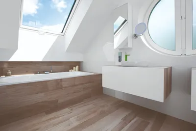 Ванная комната на мансардном этаже: современный стиль и практичность