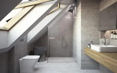 Фото: стиль и комфорт в ванной комнате на мансардном этаже