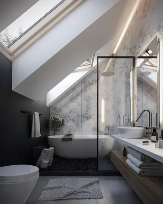 Фото ванной комнаты на мансардном этаже: идеи и дизайн