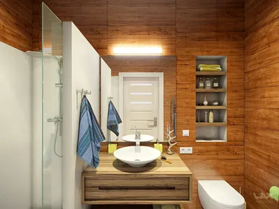 Фото ванной комнаты обшитой вагонкой в формате PNG