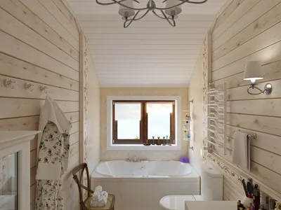 Новое изображение ванной комнаты обшитой вагонкой