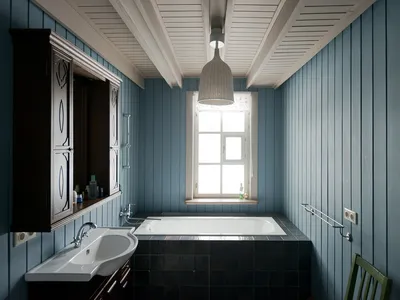 Скачать фото ванной комнаты обшитой вагонкой в Full HD