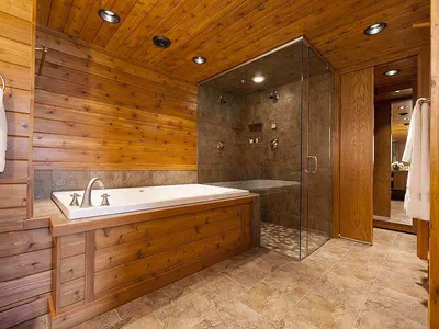 Фото ванной комнаты обшитой вагонкой в Full HD