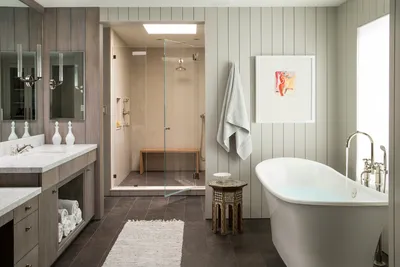 Ванная комната с вагонкой: фото идеи для современного скандинавского стиля