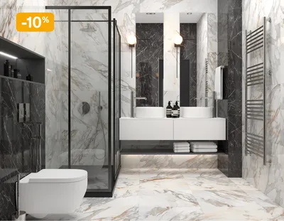 Фото ванной комнаты с плиткой под мрамор: изображения в Full HD